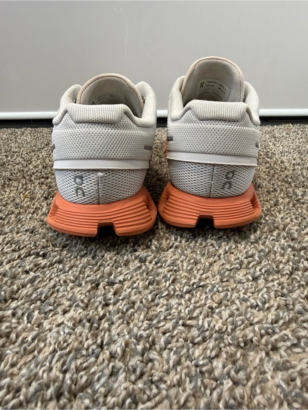 On Running Women's White and Coral Cloudsurfer Running Shoes - Picture 4 of 6
